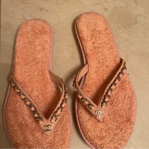 Chanel pink at the pool sandals thong flip flops size 6 36 - Picture 6 of 15